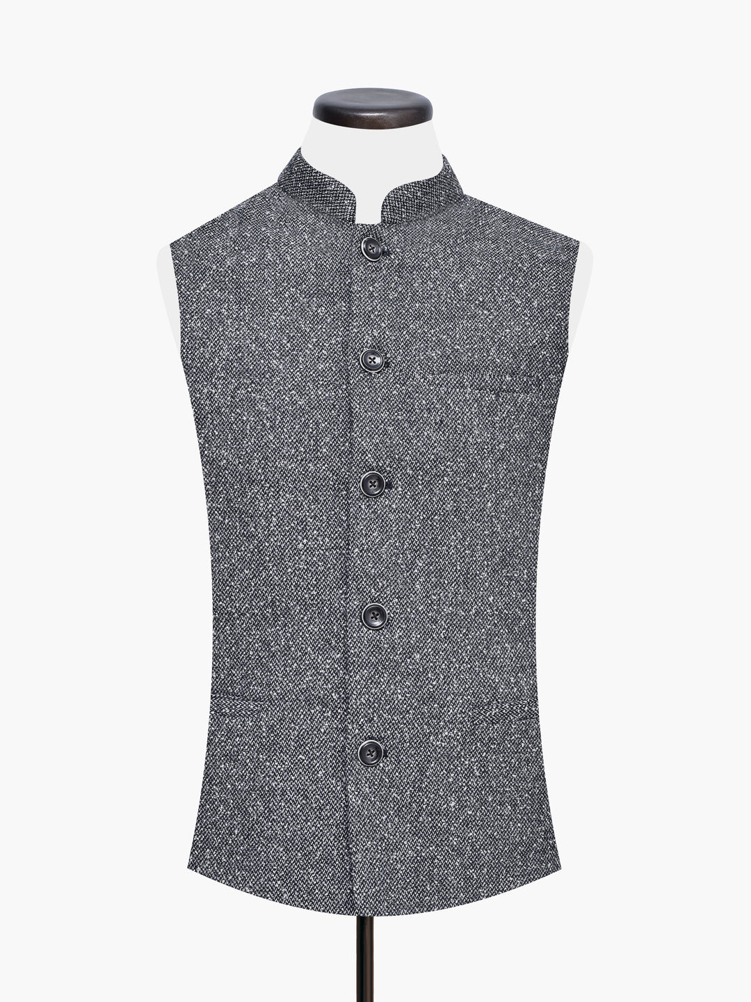 Grey whitedobbystructuredwoolwaistcoatbrumanopakistan