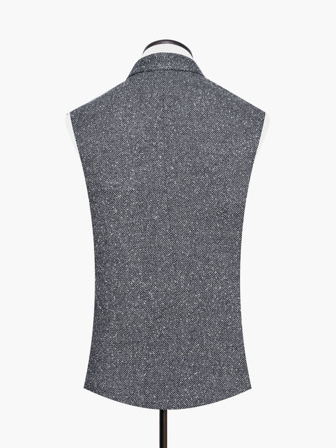 Grey & White Dobby Structured Wool Waistcoat