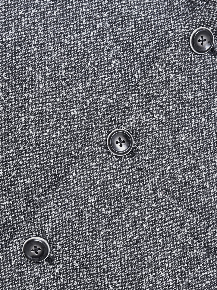 Grey & White Dobby Structured Wool Waistcoat