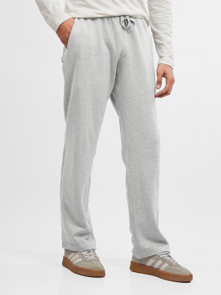 Men's heather grey knitted pajama front view