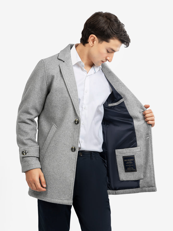 Wool blend outerwear styling detail