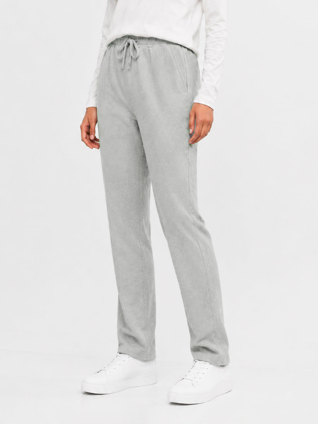 Heather Grey Sporty Regular Fit Knitted Pajama - Women