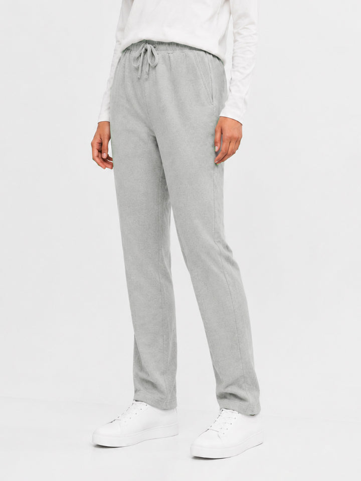 Heather Grey Sporty Regular Fit Knitted Pajama - Women