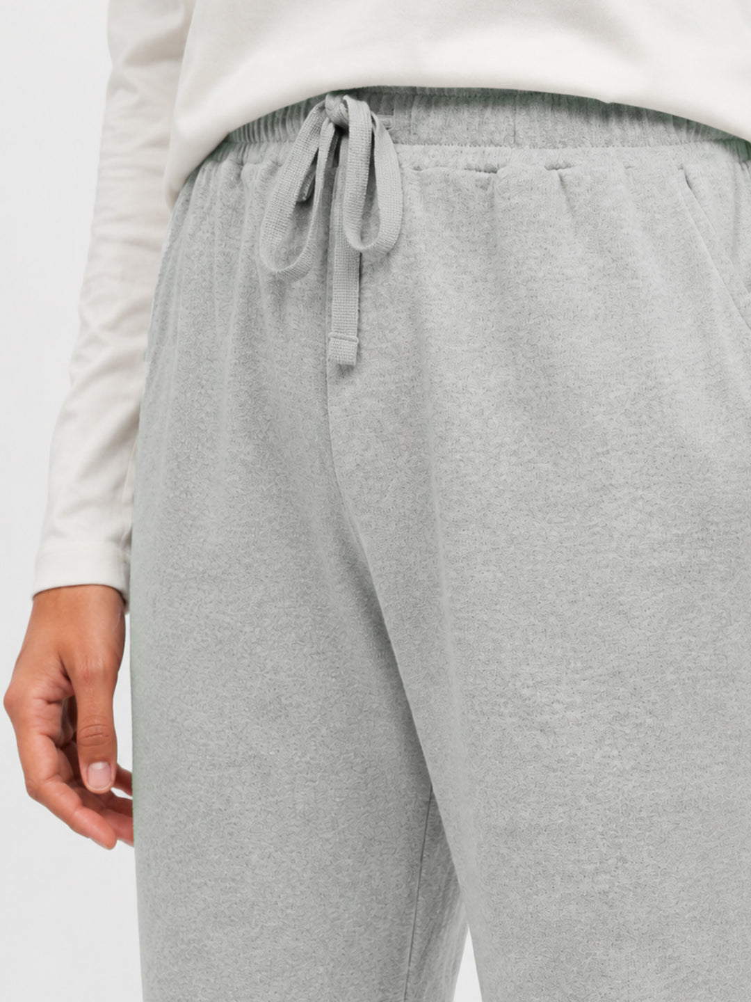 Heather Grey Sporty Regular Fit Knitted Pajama - Women