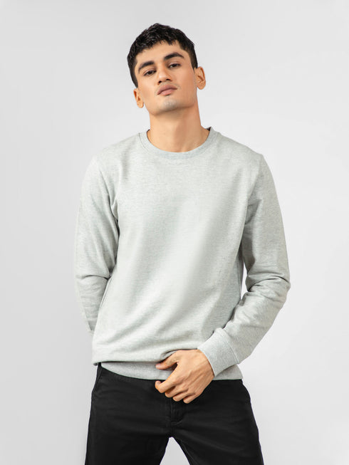 Heather Grey Long Sleeve Crewneck Sweatshirt Brumano Pakistan