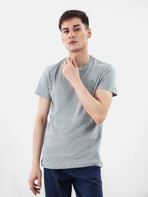 Heather Grey Neppy Crew Neck T-Shirt Brumano Pakistan