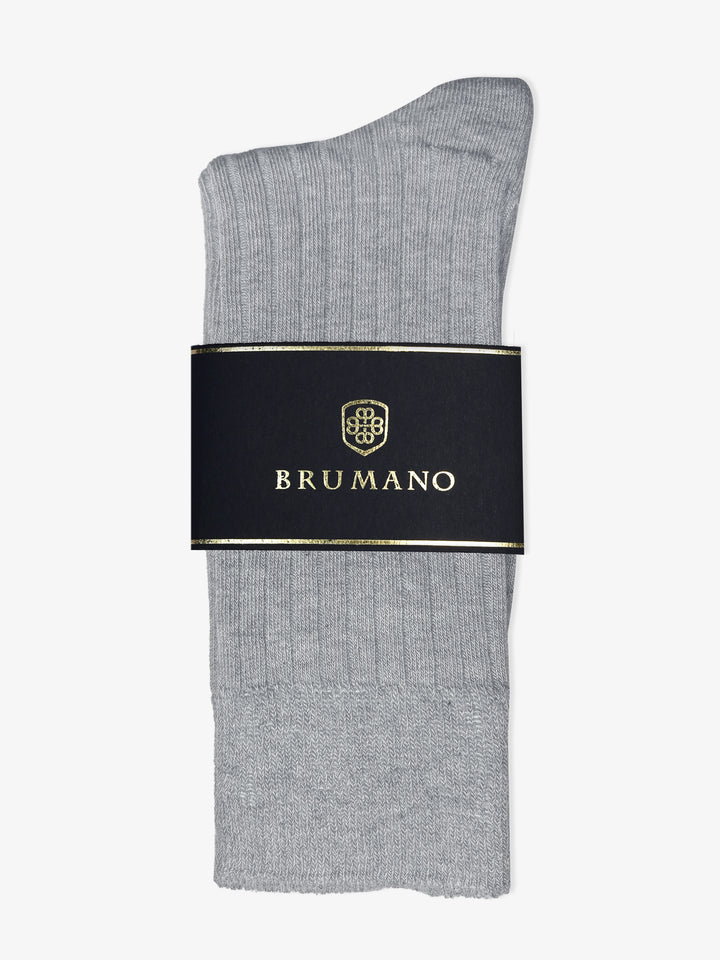 Heather Grey Ribbed Cotton Socks