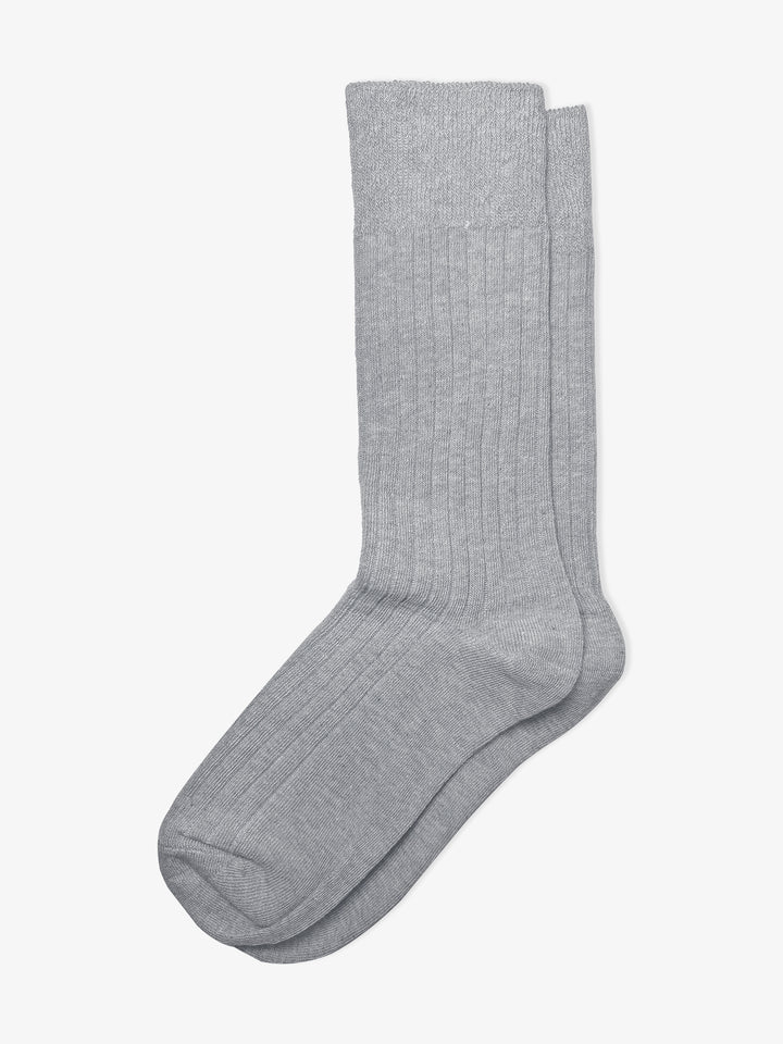 Heather Grey Ribbed Cotton Socks