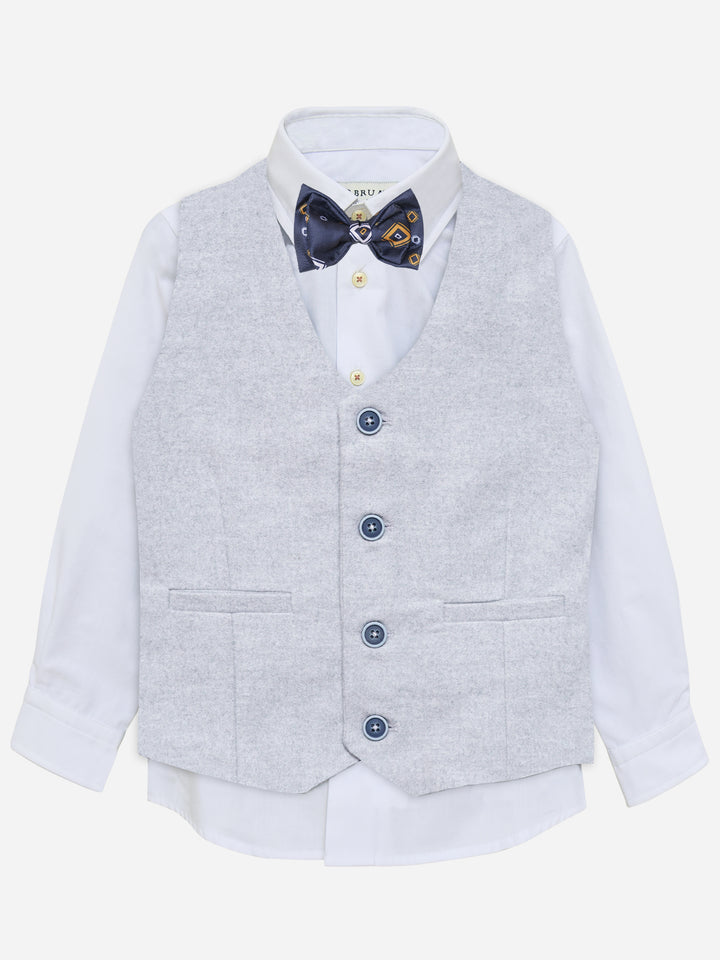 Heather Grey Velvet Formal Vest - Junior