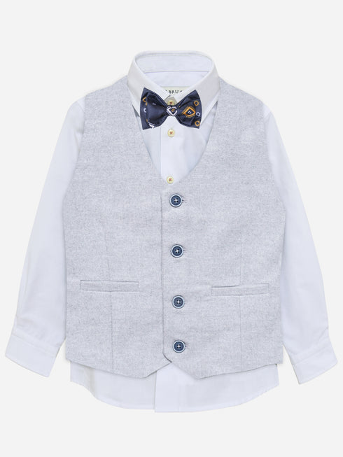 Heather Grey Velvet Formal Vest - Junior