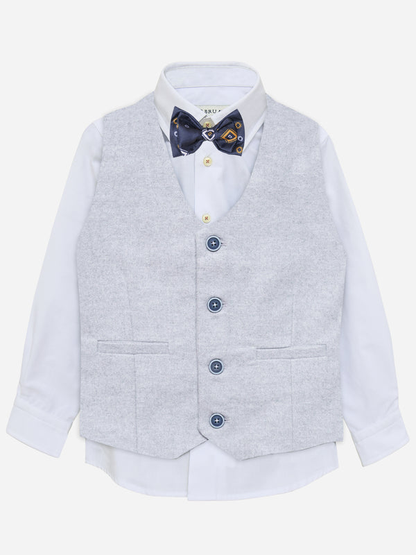 Heather Grey Velvet Formal Vest - Junior