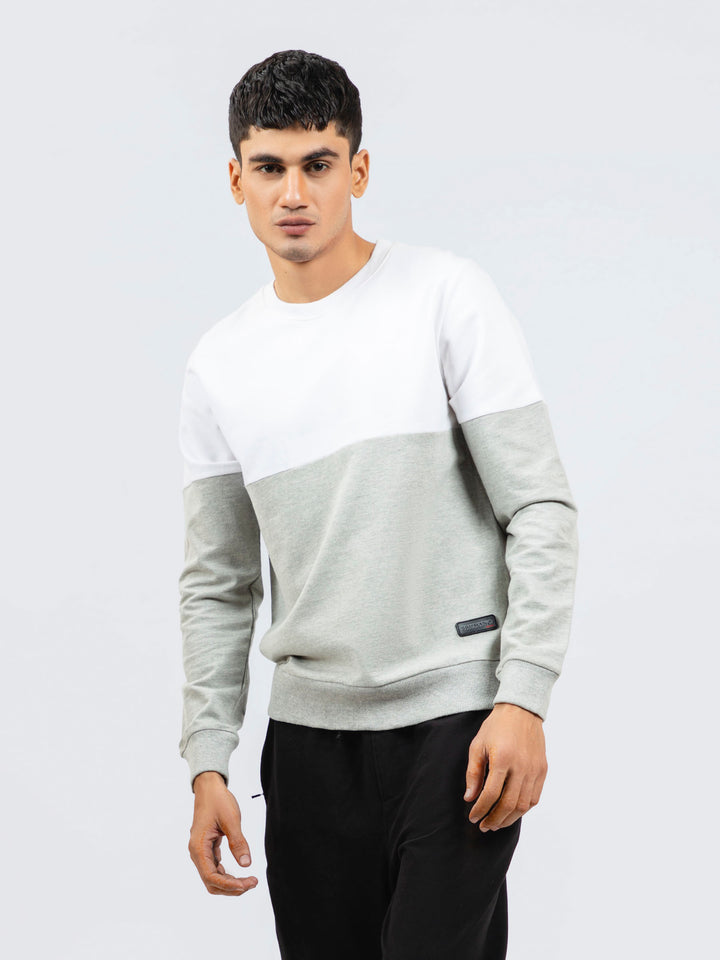 Heather Grey & White Crewneck Sweatshirt Brumano Pakistan