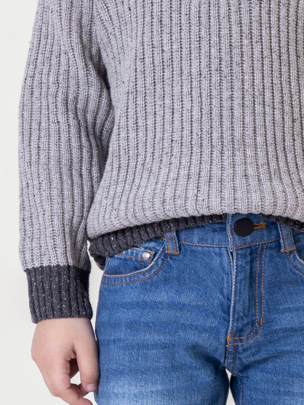 Heatherribbedcrewneckjumperwithneontippingbrumanopakistan3 97308cec 95ac 411a bd4c 9c758c0cf7e3