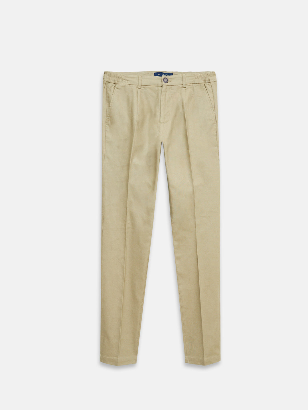 Khaki linen comfort waist chinos with pleats brumano pakistan