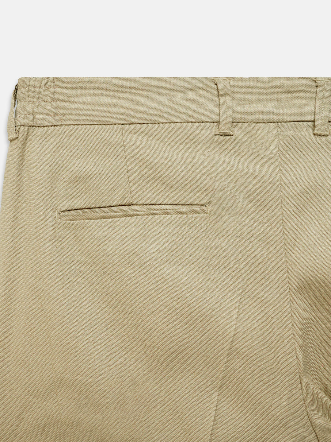 Khaki Linen Comfort Waist Chinos With Pleats