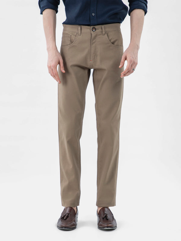 Khaki Dobby Structured Five Pocket Trouser Brumano Pakistan