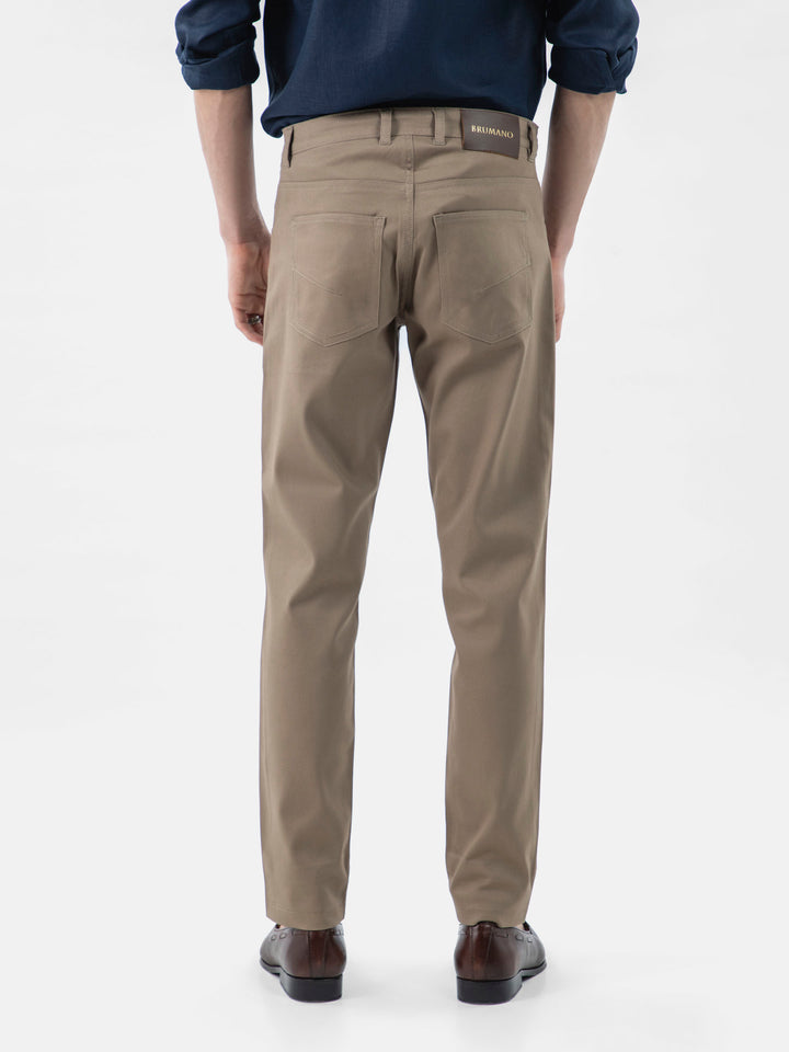 Khaki Dobby Structured Five Pocket Trouser Brumano Pakistan