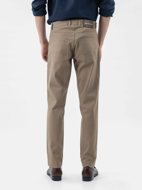 Khaki Dobby Structured Five Pocket Trouser Brumano Pakistan