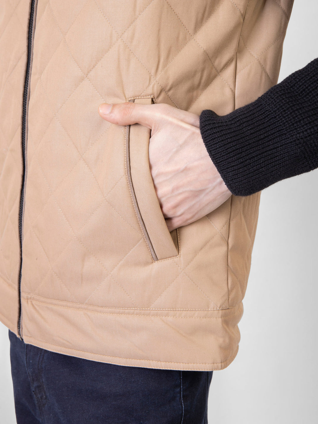 Khaki Quilted Sleeveless Jacket