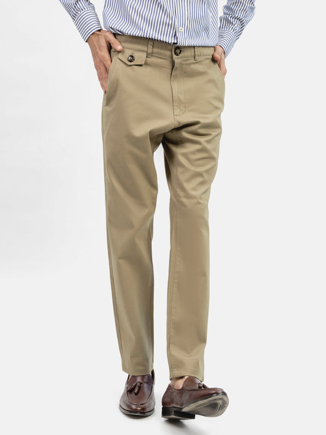 Khaki structured casual fit chinos brumano pakistan
