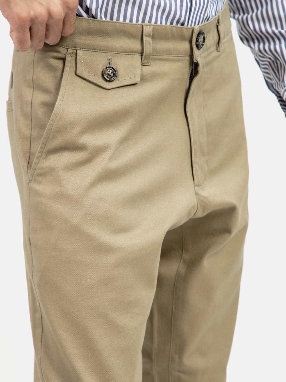 Khaki Structured Casual Fit Chinos