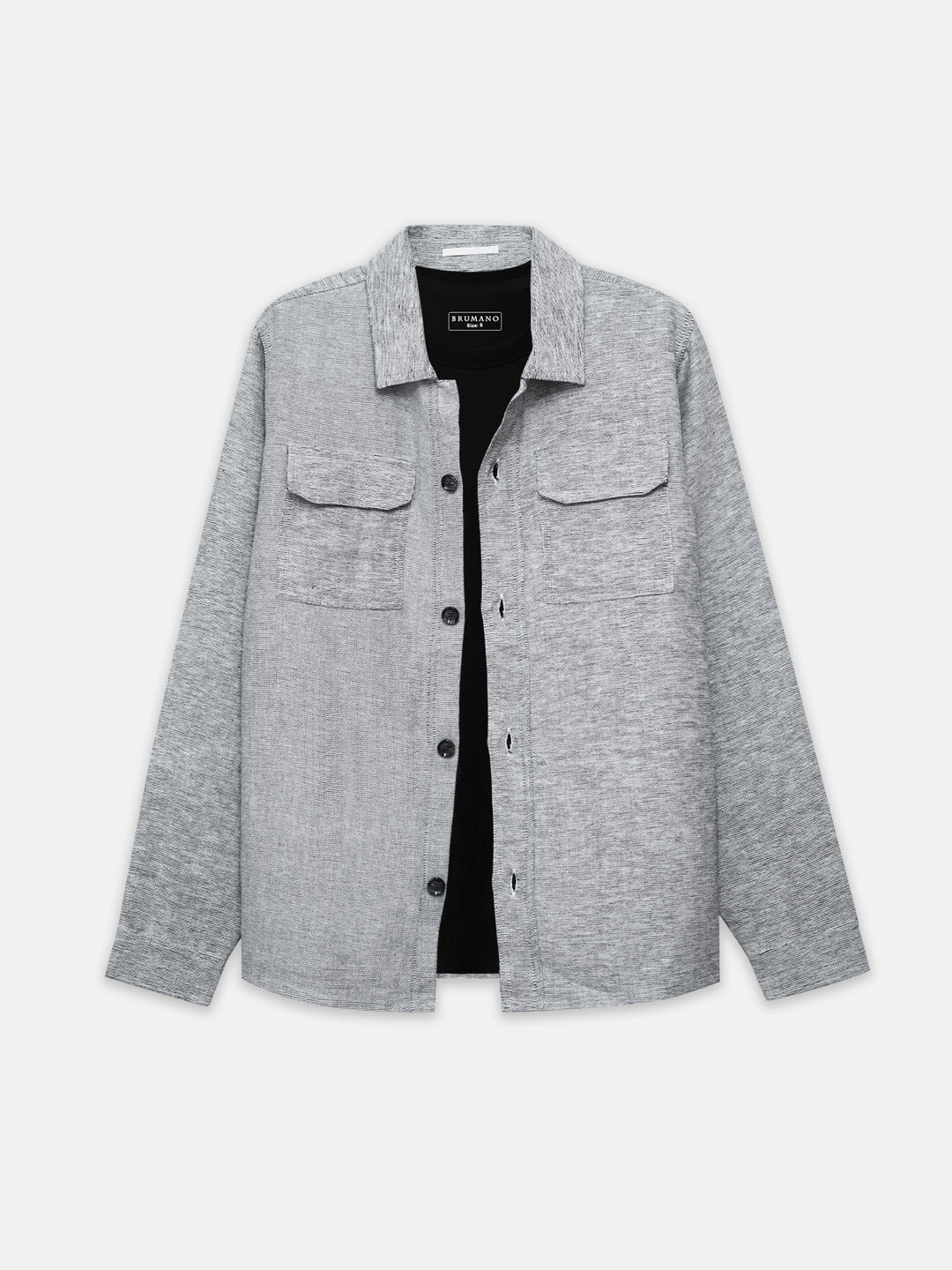 Men's light grey structured over shirt front view
