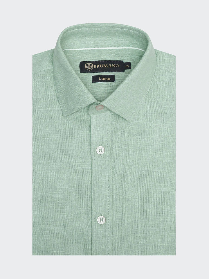 Light Green Linen Blended Shirt
