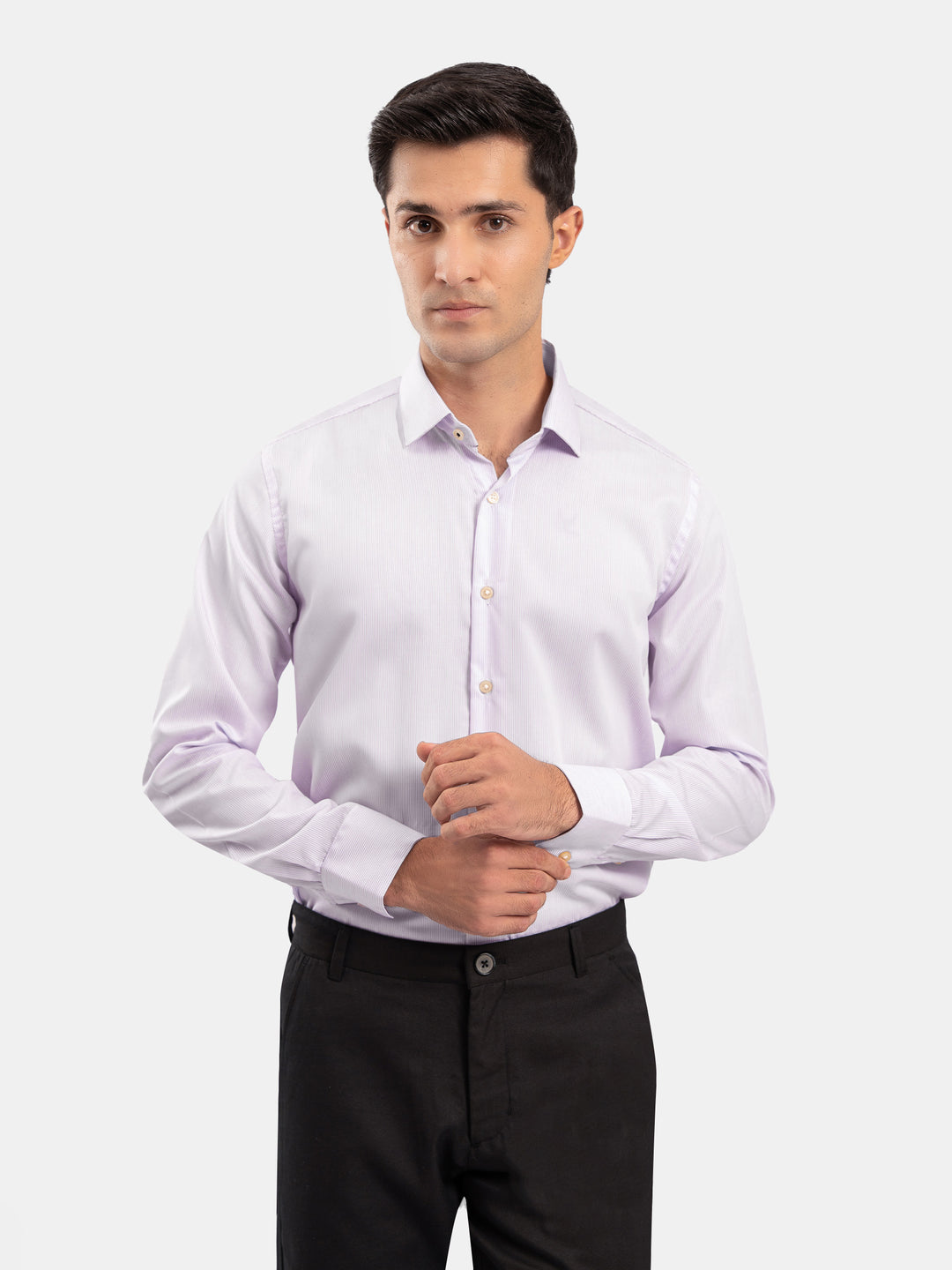 Light Purple Striped Formal Shirt - Luxe