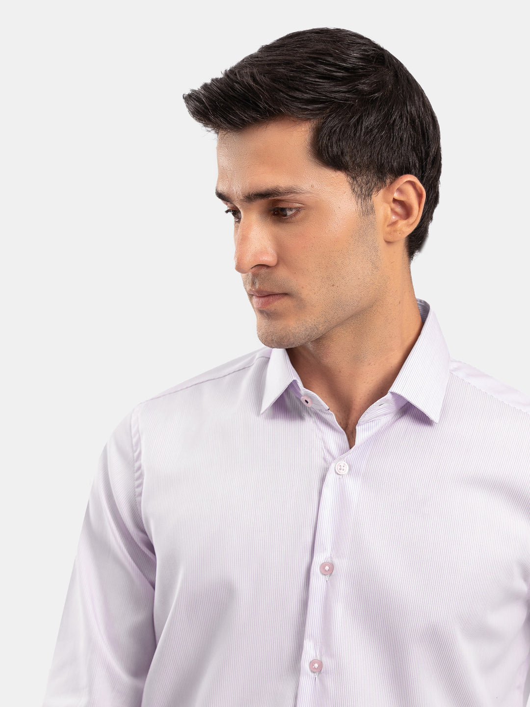 Light Purple Striped Formal Shirt - Luxe