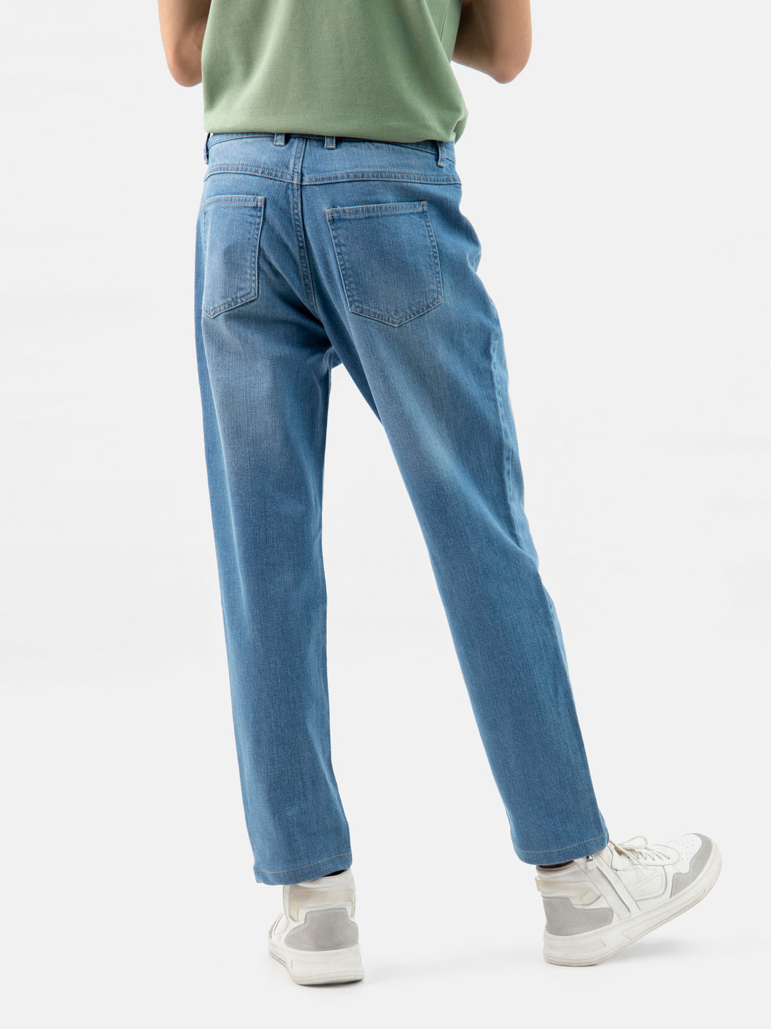 Light Blue Casual Fit Jeans with Beige Detailing Brumano Pakistan