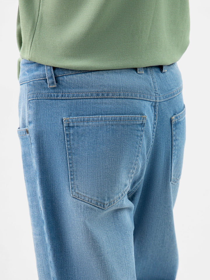 Light Blue Casual Fit Jeans with Beige Detailing Brumano Pakistan