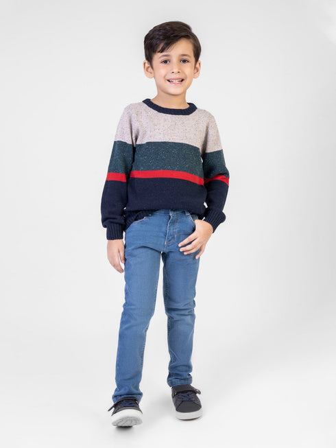 Light Blue Slimfit Casual Jeans With Detailing - Junior Brumano Pakistan