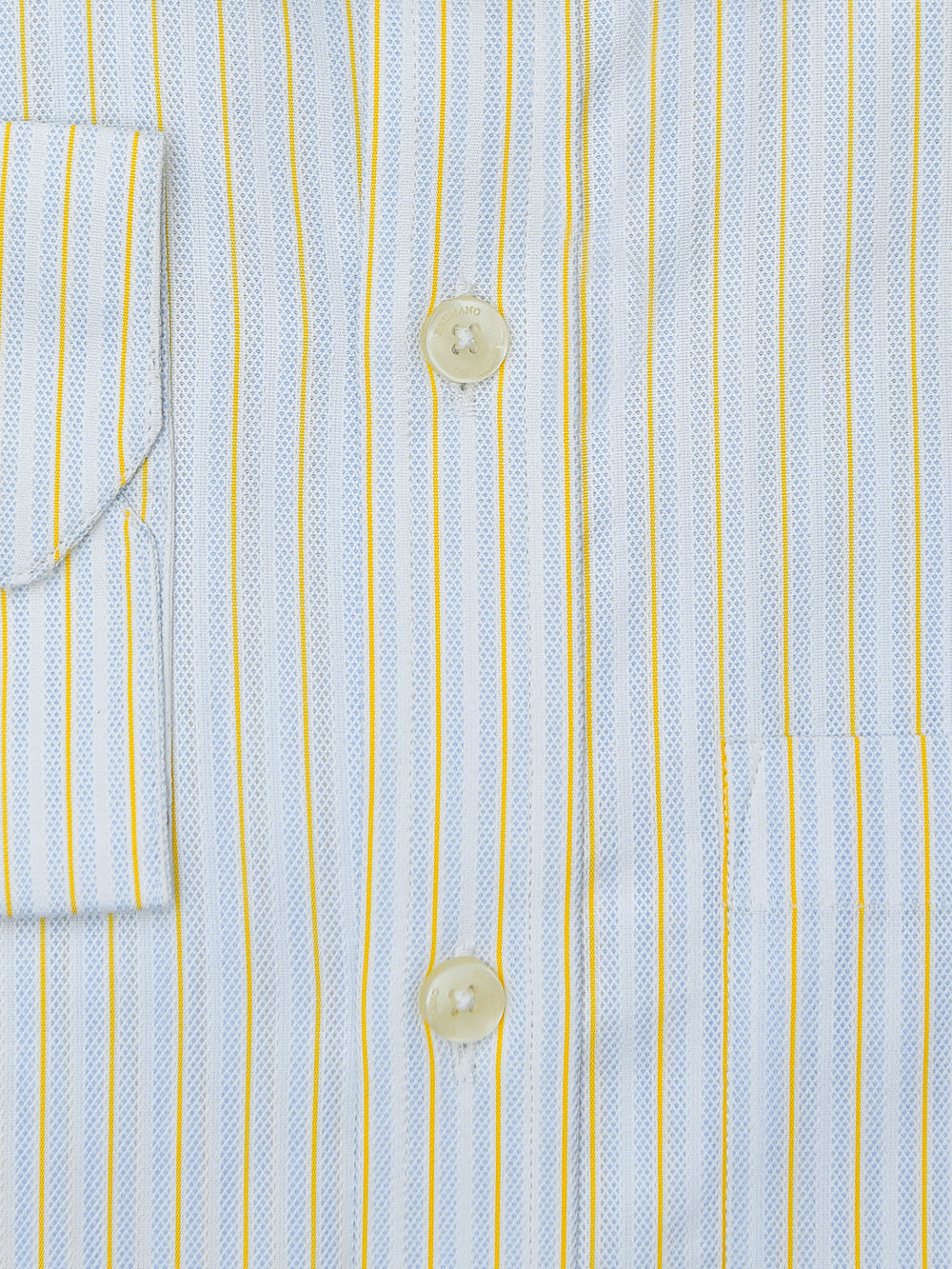Light Blue & Yellow Structured Striped Formal Shirt