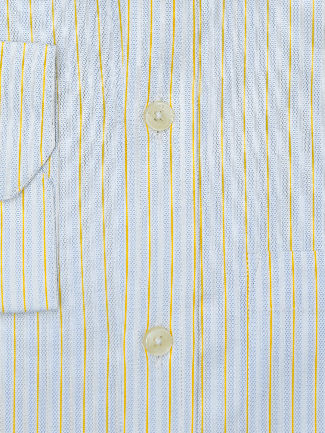 Light Blue & Yellow Structured Striped Formal Shirt