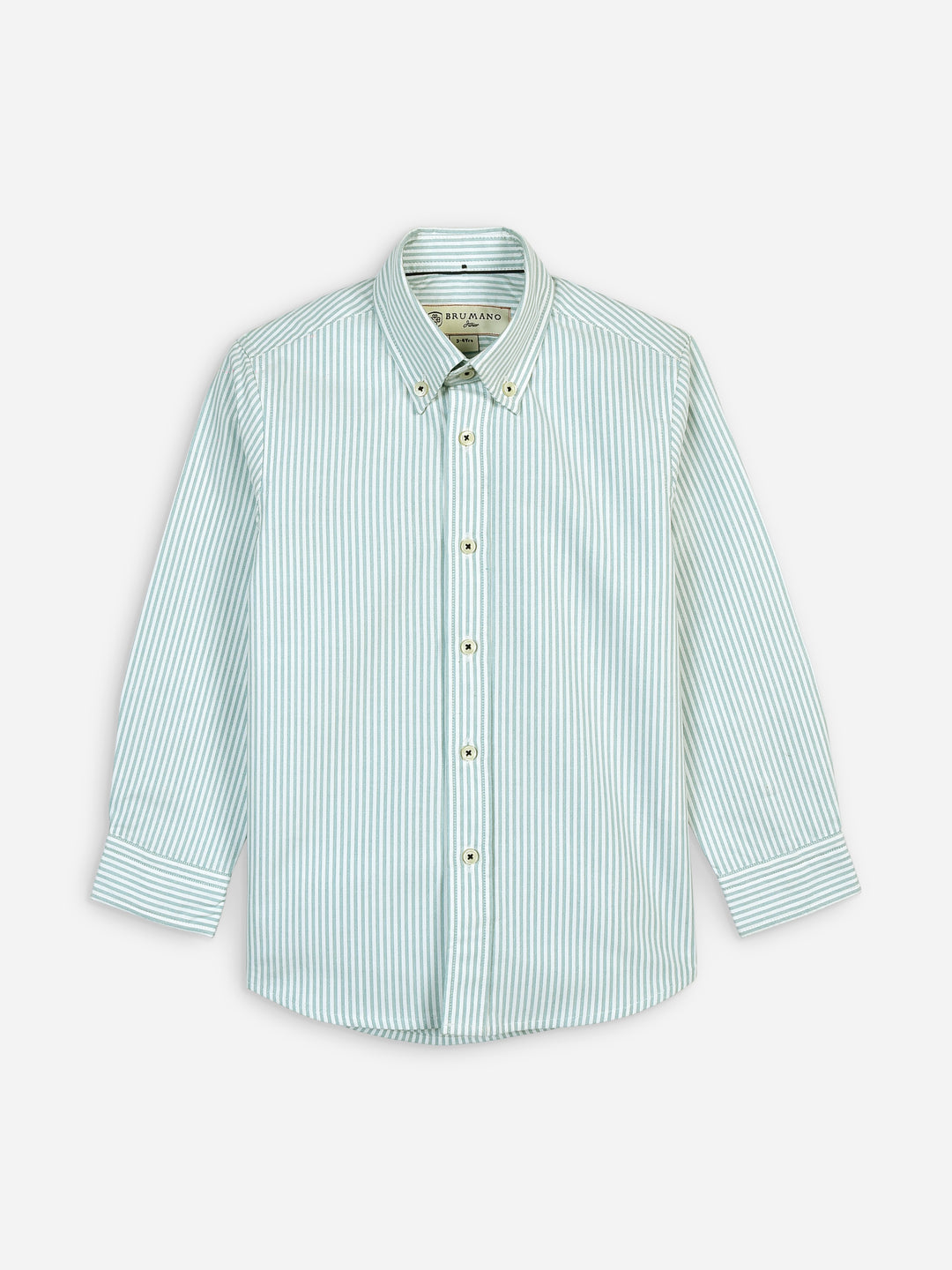 Light Green Oxford Striped Long Sleeve Casual Shirt Brumano Pakistan