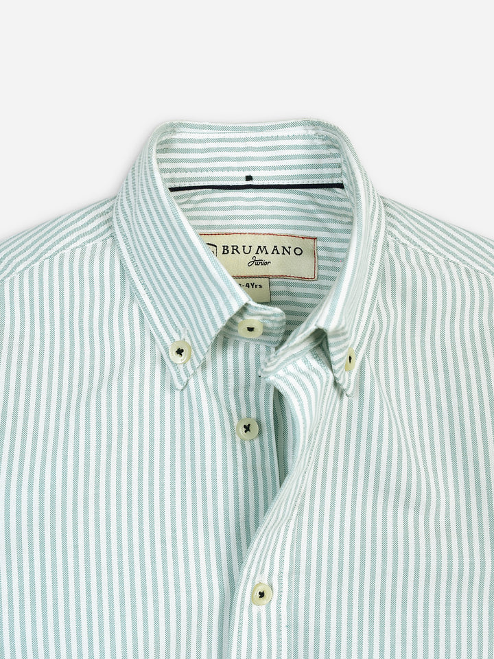 Light Green Oxford Striped Long Sleeve Casual Shirt Brumano Pakistan