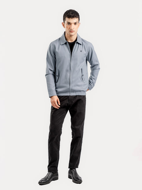Light Grey Harrington Jacket With Collar