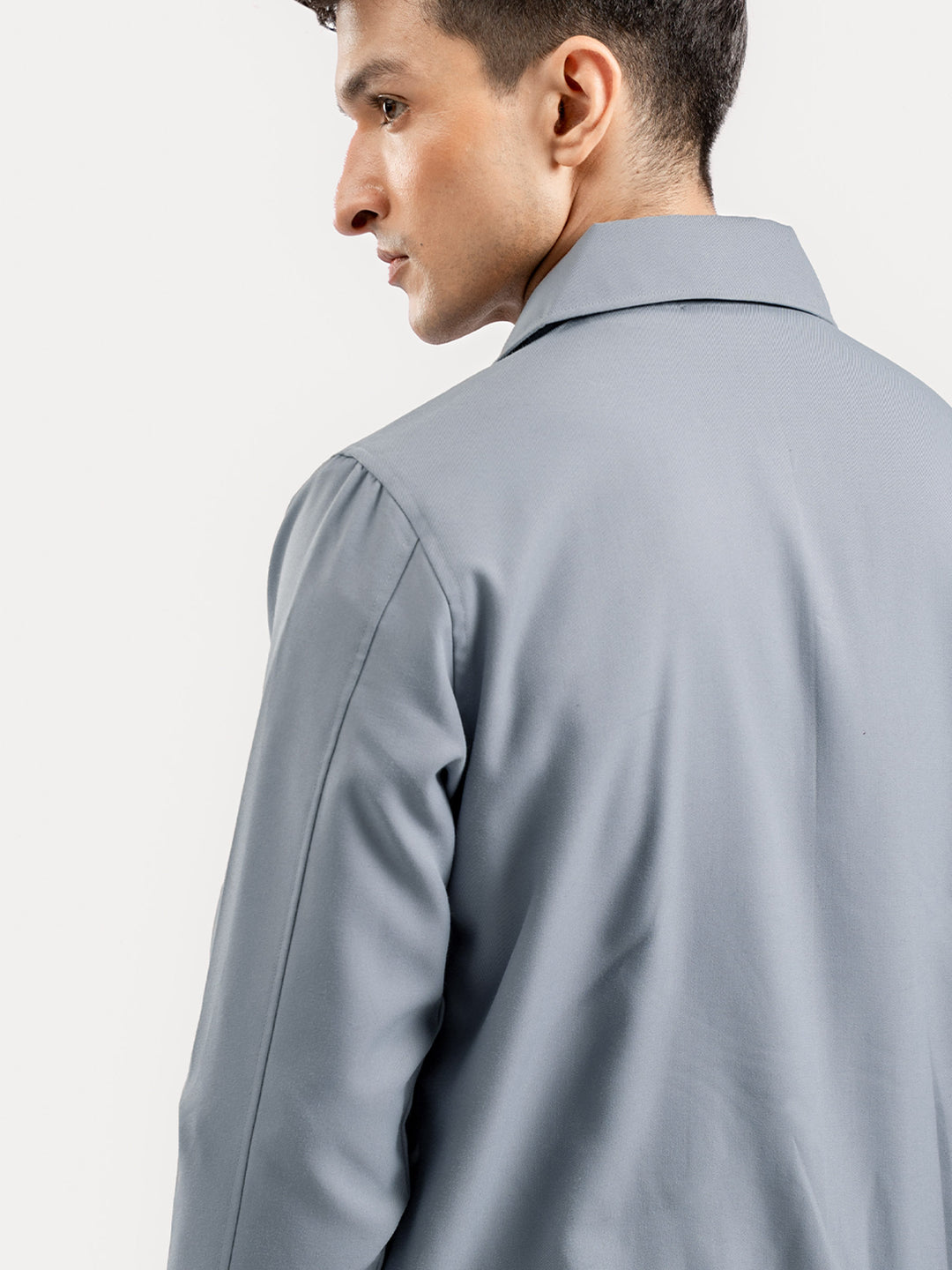 Light Grey Harrington Jacket With Collar