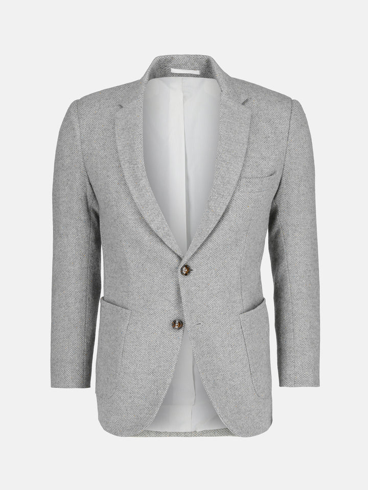 Light Grey Herringbone Cashmere & Wool Blazer - Sartoria Brumano Pakistan