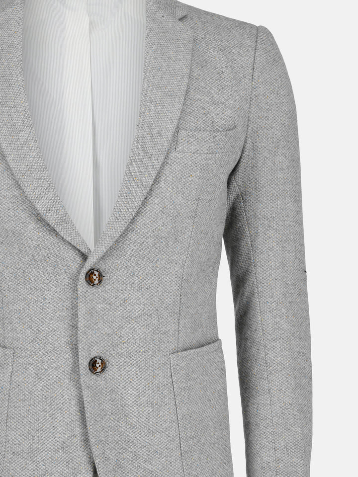 Light Grey Herringbone Cashmere & Wool Blazer - Sartoria Brumano Pakistan