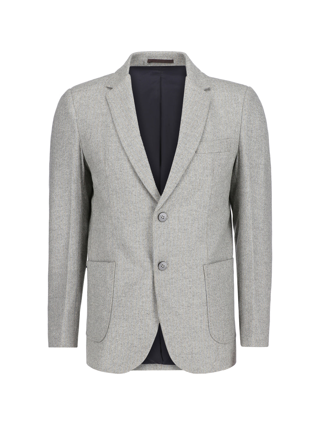 Light Grey Herringbone Wool & Cashmere Blazer - Sartoria Brumano Pakistan