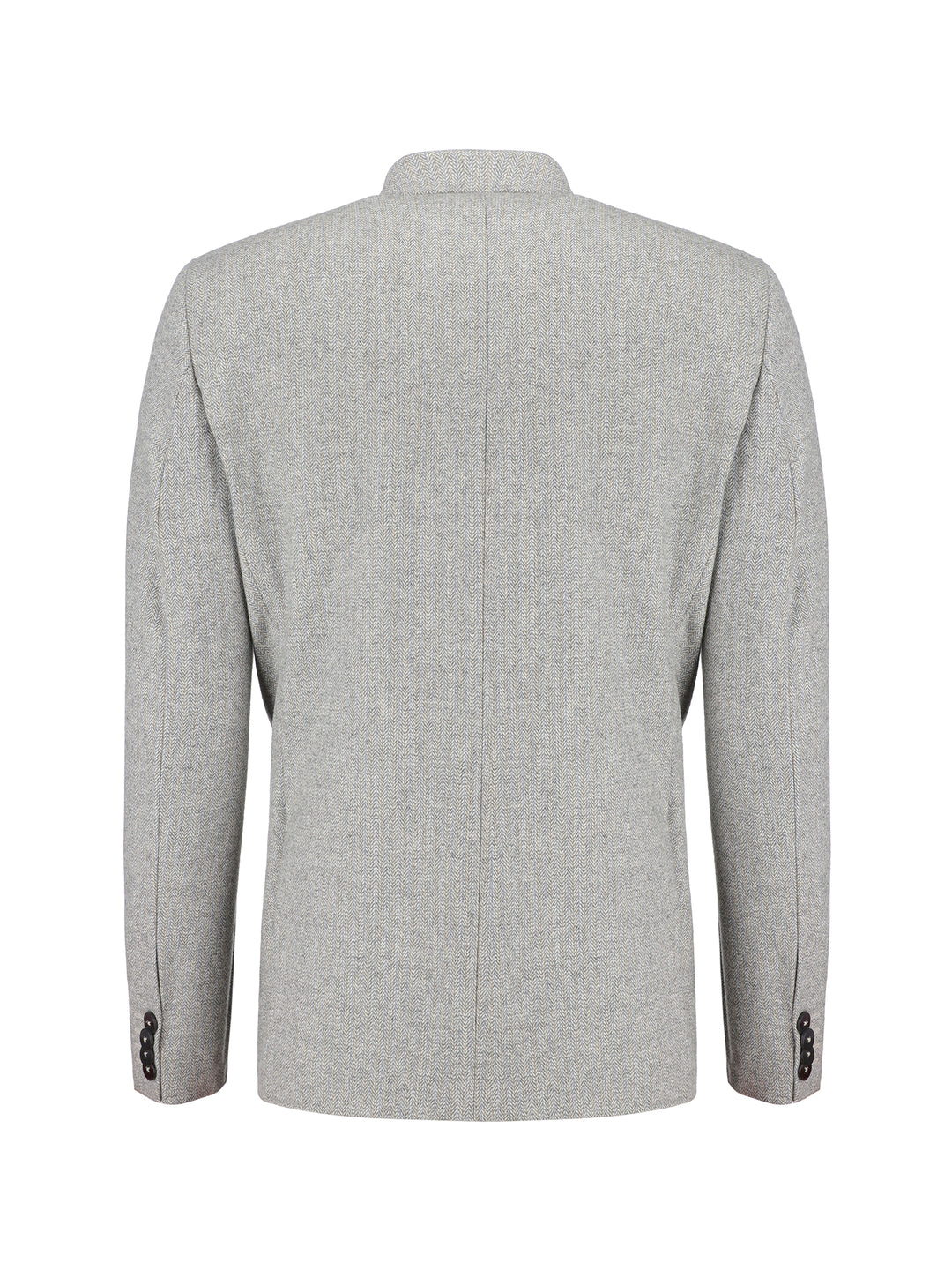 Light Grey Herringbone Wool & Cashmere Blazer - Sartoria