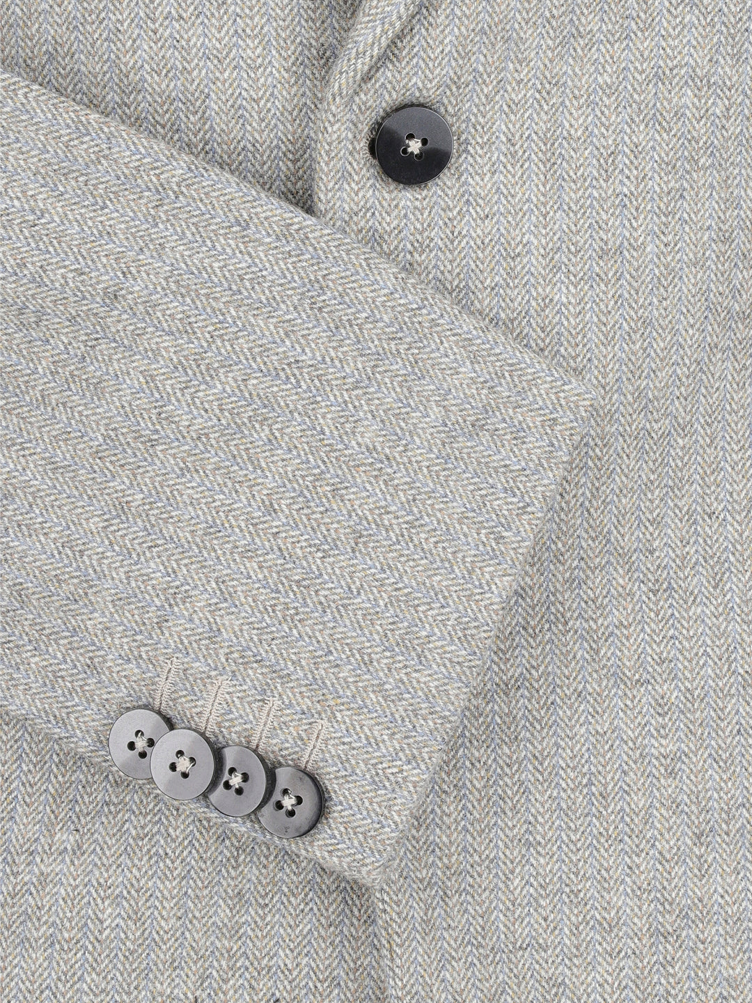 Light Grey Herringbone Wool & Cashmere Blazer - Sartoria