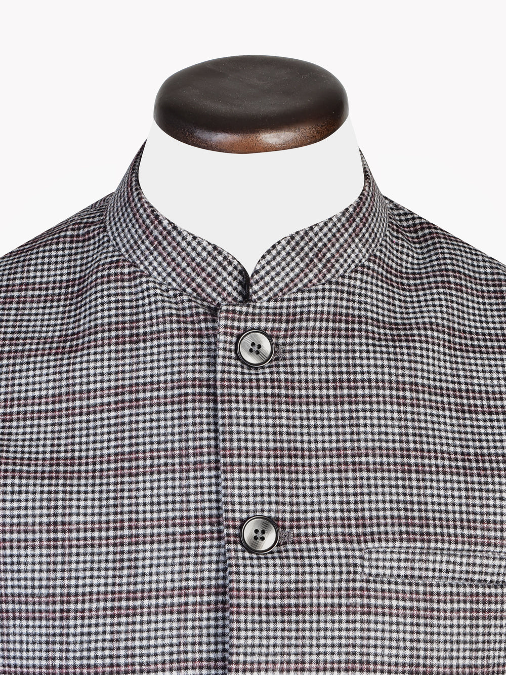 Light Grey Micro Checkered Wool Blended Waistcoat