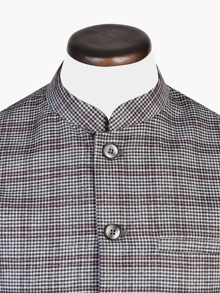 Light Grey Micro Checkered Wool Blended Waistcoat Brumano Pakistan