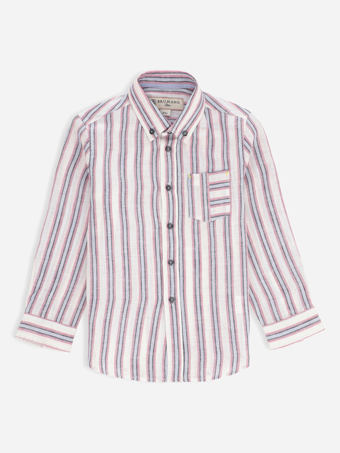 Lilac & Blue 100% Linen Striped Casual Shirt