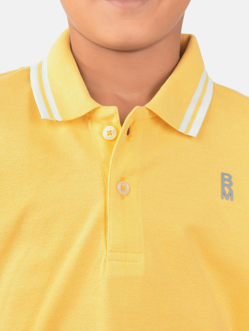 Lime Yellow Pique Casual Tipped polo Brumano Pakistan