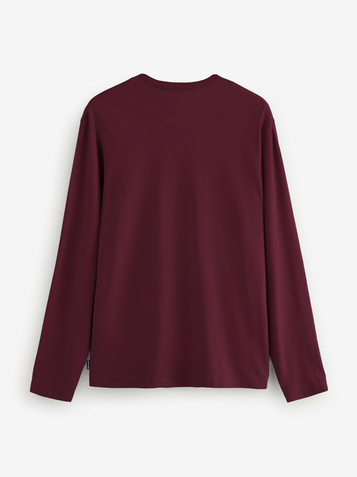 Maroon Long Sleeve Crew Neck T-Shirt
