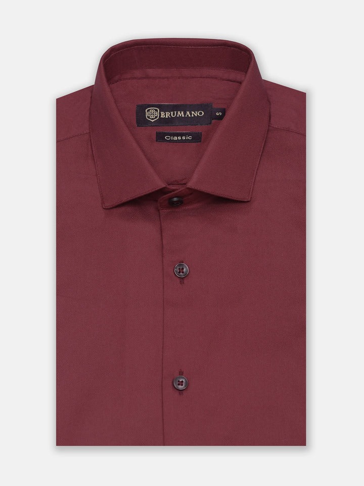 Maroon Structured Classic Formal Shirt
