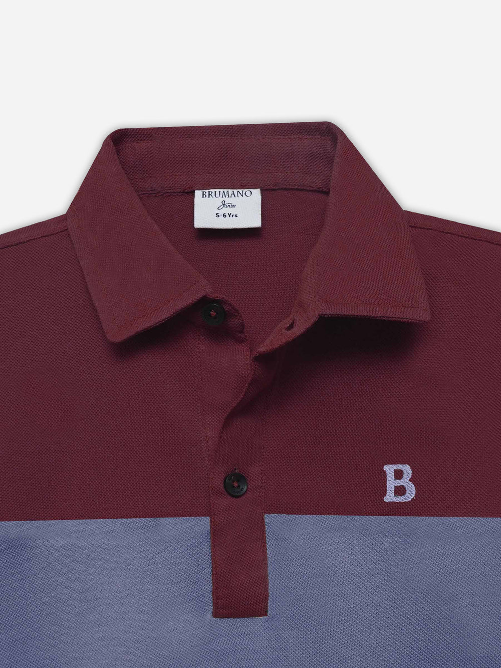 Maroon & Black Three Tone Casual Polo - Junior